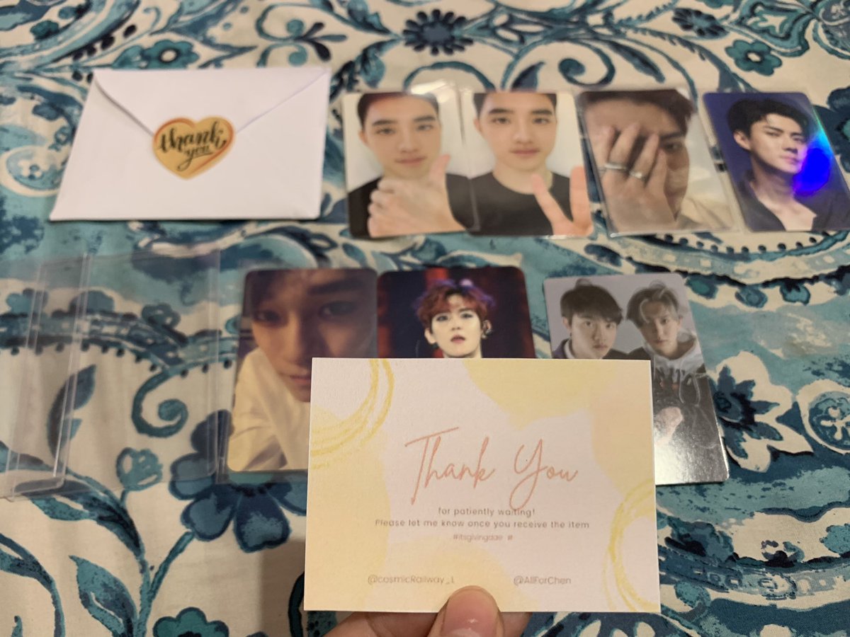 JhncBcld_DKS12's tweet photo. Thank you so much ate Shen! Kyungsoo and Sehun arrived safely! Also, for the Chen Photocard as freebie. Till our next transaction po! ♥️🥰🥰🥰🥰 #itsgivingdae @cosmicRailway_L @AllForChen https://t.co/hY3cFFIf7D