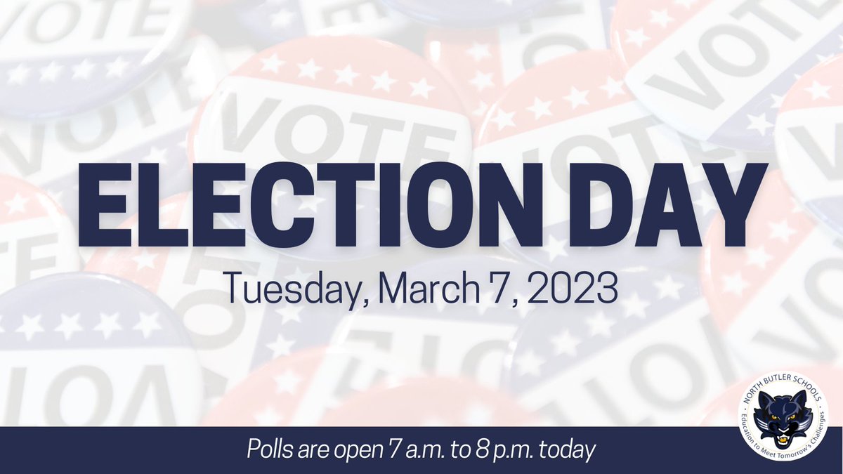 Today is election day! Butler County residents will vote at their regular election polling sites, open 7am-8pm. Learn more about the bond vote: northbutlerplanning.org
