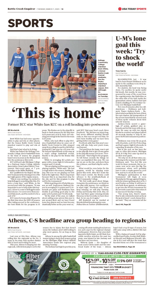 Check out #KCCBasketball on the cover of today's @bcesports section cover! GO BRUINS!