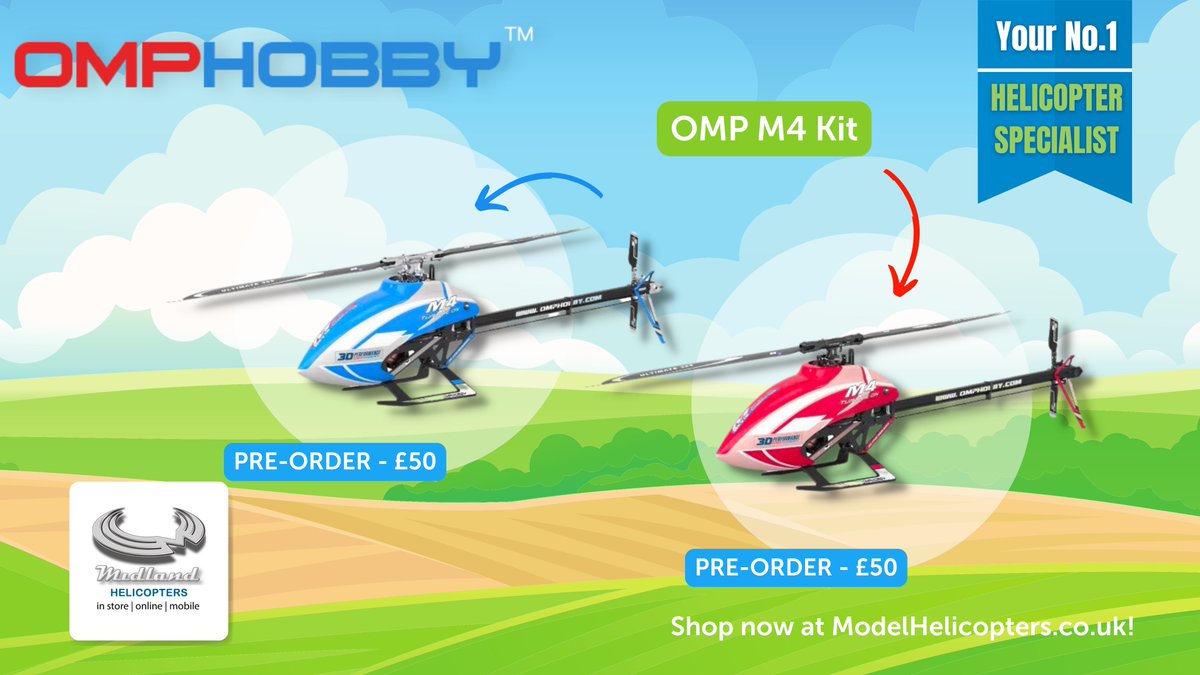 midlandhelis's tweet image. OMP M4 Kit : OSHM-M4-B-KIT in Classic Blue &amp;amp; Viva Magenta 🚁

⭐ Pre-order for only £50 | Balance of £314.99 | ETA - March
🖥️ Visit ModelHelicopters.co.uk 
📞 Or call, 01455 637762

#MidlandHelicopters 🚁

#ModelHelicopters #ModelFlying #OMPHobby #OMP #OMPM4 #OMPM4Kit