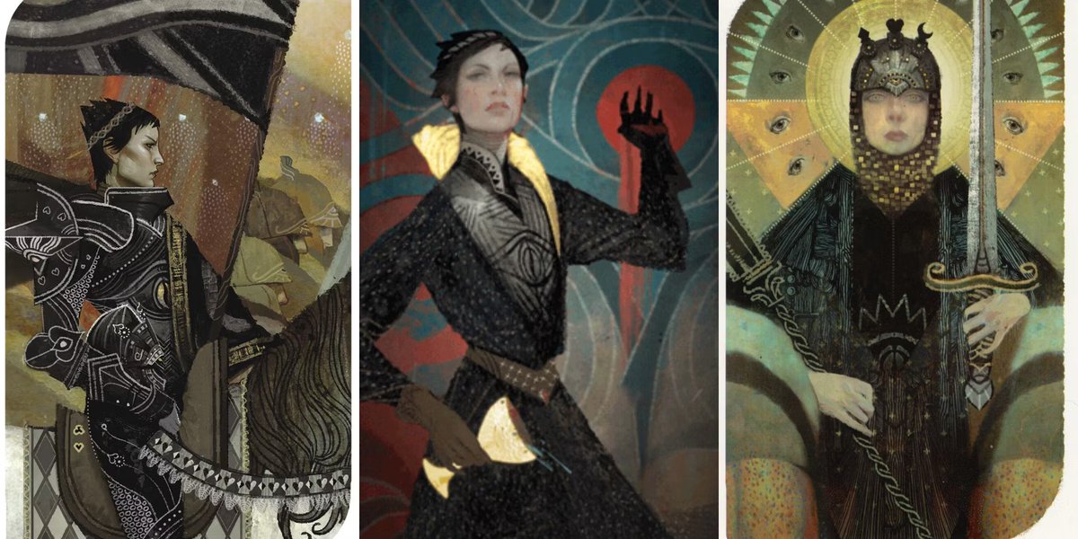 AnnaHollinrake's tweet photo. It's been over eight years since Dragon Age: Inquisition came out, and I still marvel at the absolute tastemaker that game's tarot cards were for a legion of now-professional illustrators and artists https://t.co/PUdXSM7wdb