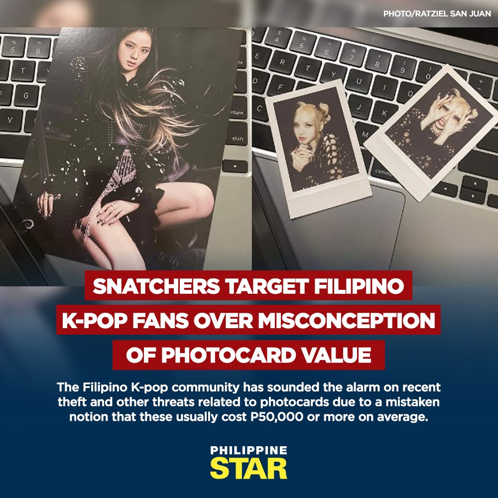 PhilippineStar's tweet photo. STAY SAFE, FILO K-POP STANS! 

K-pop fans took to social media to report incidents of theft, harassment, and a general feeling of unsafety lately due to a mistaken notion that photocards usually cost P50,000 or more on average. | via @philstarlife https://t.co/UAs8UURjmL