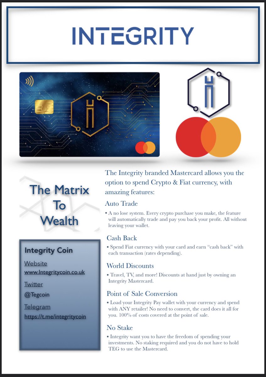 JAB (@jab0102) on Twitter photo 💳Integrity MasterCard
A live walkthrough with <a href="/Tegcoin/">Integrity coin</a> on the MasterCard website! Join us live👇🏻
Wednesday 8th @ 6pmUTC
t.me/integritycoin 💳Integrity MasterCard
A live walkthrough with <a href="/Tegcoin/">Integrity coin</a> on the MasterCard website! Join us live👇🏻
Wednesday 8th @ 6pmUTC
t.me/integritycoin