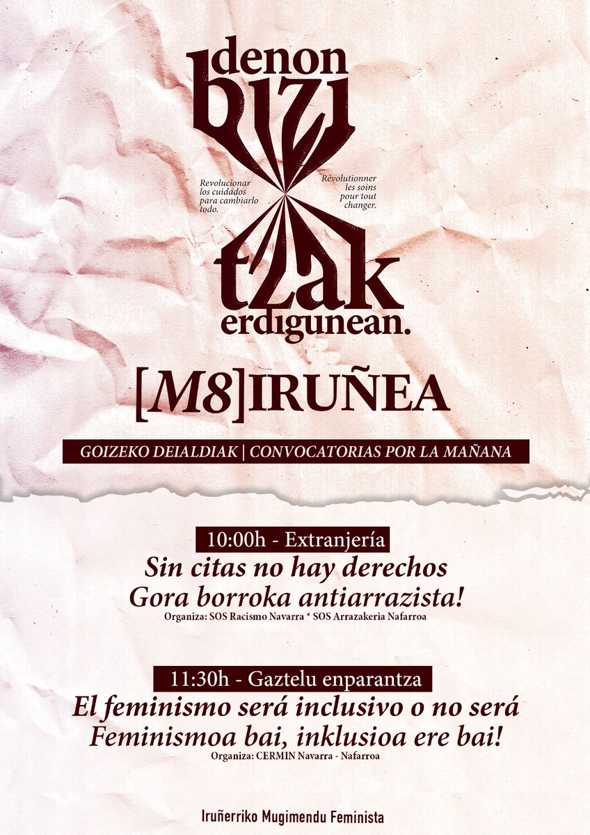 LosdeBronce's tweet photo. *💪🏻💜MANIFESTACIÓN 8 DE MARZO*
Para ir a la manifestación, l@s peñakides nos vamos a juntar a las 19:30h en la Plaza de los Ajos para ir junt@s. 
Animatu!!!
*¡¡¡LAS PEÑAS TAMBIÉN SON NUESTRAS!!!*
_Talde Feminista de las Peñas de Iruñea_ https://t.co/YU0VJMzk7T