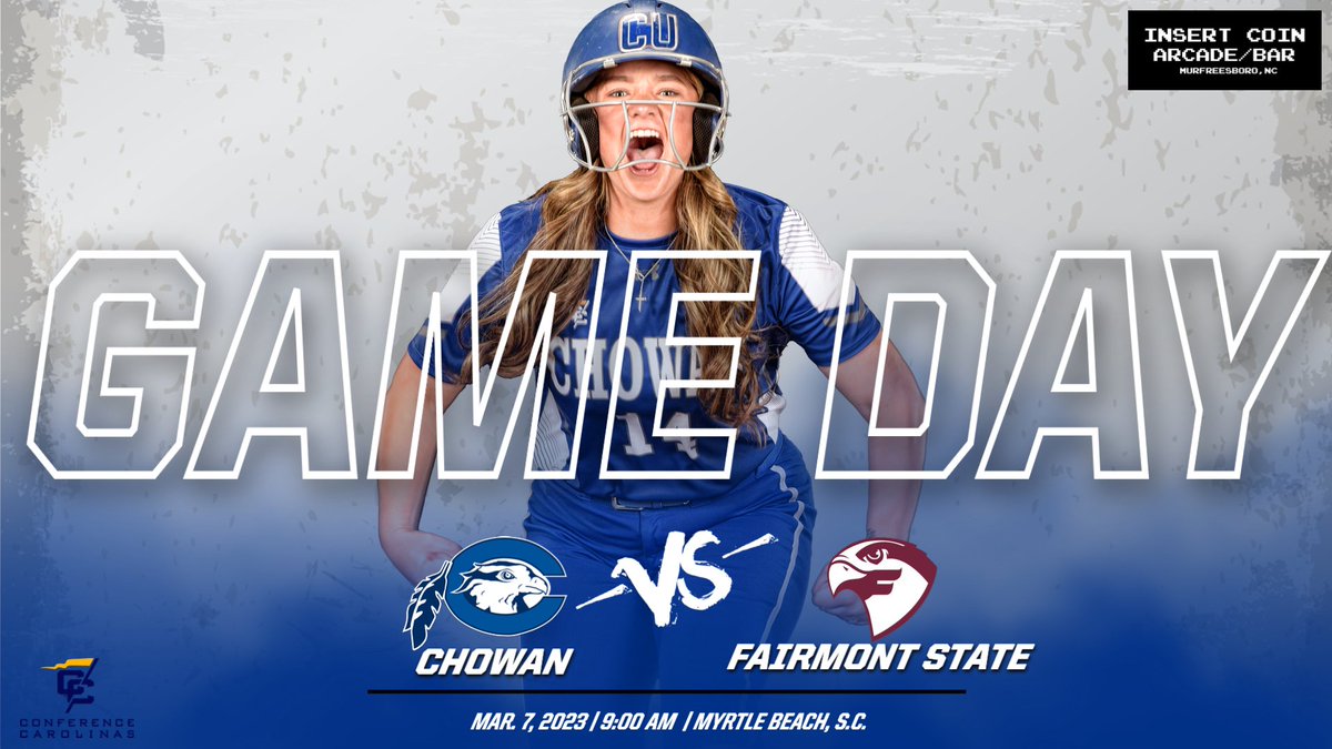 Get pumped up as the Hawks open their Myrtle Beach tour!
Presented by: Insert Coin Arcade
🥎 <a href="/ChowanSoftball/">Chowan University Softball</a> vs Fairmont Stats🥎
📍 Myrtle Beach, S.C.
⌚ 9:00am
📱💻🖥  bit.ly/3cfjboV (stats only)
#EnvisionTheFlight