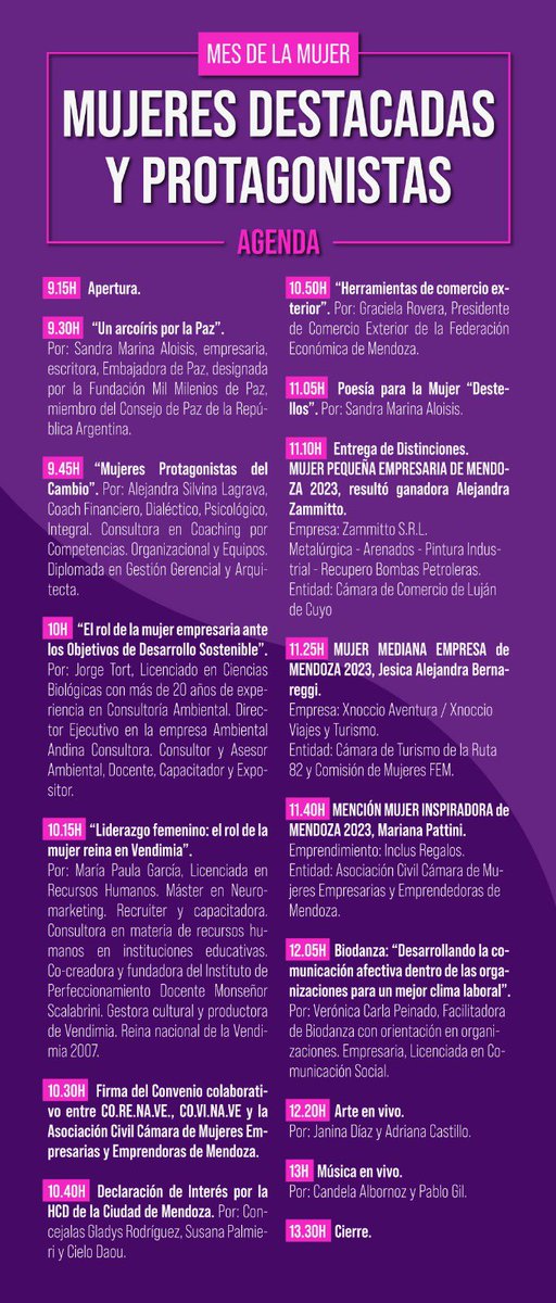 ▶️ *SAVE THE DATE*

📆VIERNES 17 DE MARZO 

🕒9.00 a 13.30 H

📍La Enoteca | Av. Peltier 611 - Ciudad de Mendoza 

📌Talleres 
📌Capacitaciones
📌Distinción Mujer Empresaria, Inspiradora y Emprendedora

<a href="/FEMPRENSA/">FEM</a> 
<a href="/CAMEMujeres/">Mujeres CAME</a> 
<a href="/redcame/">CAME</a> 
<a href="/CamaraEmp/">Asoc. Civil Cam. Mujeres Emp. y Emp. Mendoza</a>