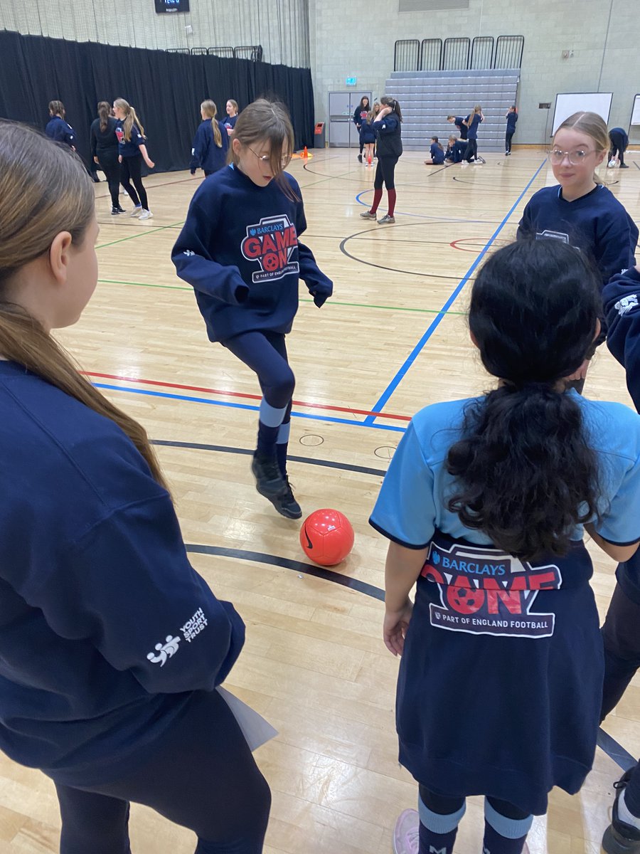 lslssp's tweet photo. The girls took part in a series of football challenges over lunchtime @BarclaysFooty #letgirlsplayconference ⚽️
@YouthSportTrust @SouthCharnwood
@MeltonBelvoir @ActiveRutland
@leicsfa @ActiveLLROrg
 #letgirlsplay #letgirlsplayfootballweek https://t.co/6a7XIuB17q