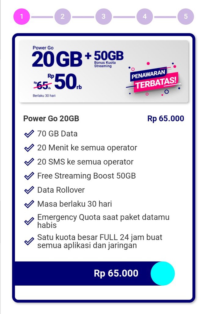 kuota live.on 70GB cuma 55k
1GB didapet pas aktivasi kartu
pakai juga kode LEYA10K biar dapet diskon 10k

pid-webfrontek.liveon.id/web/pre-checko…