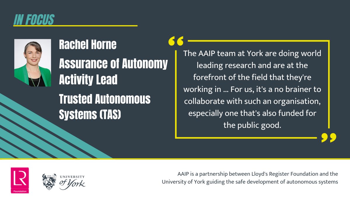 CfAA_York's tweet image. @rachelh16643989 is the Assurance of Autonomy Activity Lead at Trusted Autonomous Systems (TAS) and the AAIP is one of the primary international collaborators for TAS’s Assurance of Autonomy activity. 
Read Rachel Horne’s case study here: bit.ly/3IS7sc5 #AssuringAutonomy