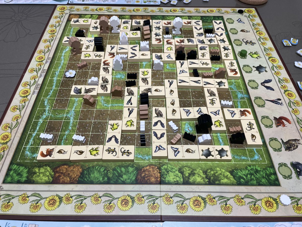 BoardGameBang's tweet image. Ah! Finally some warm weather.🌞With flowers in bloom, we decided to play some nature-themed games. 

First, an old favorite, #FieldsOfGreen🚜 from @ArtipiaGames

Afterwards, we learned #Renature🌳 from @pegasusspiele and the famous duo, Kramer &amp;amp; Kiesling.

#boardgames #보드게임