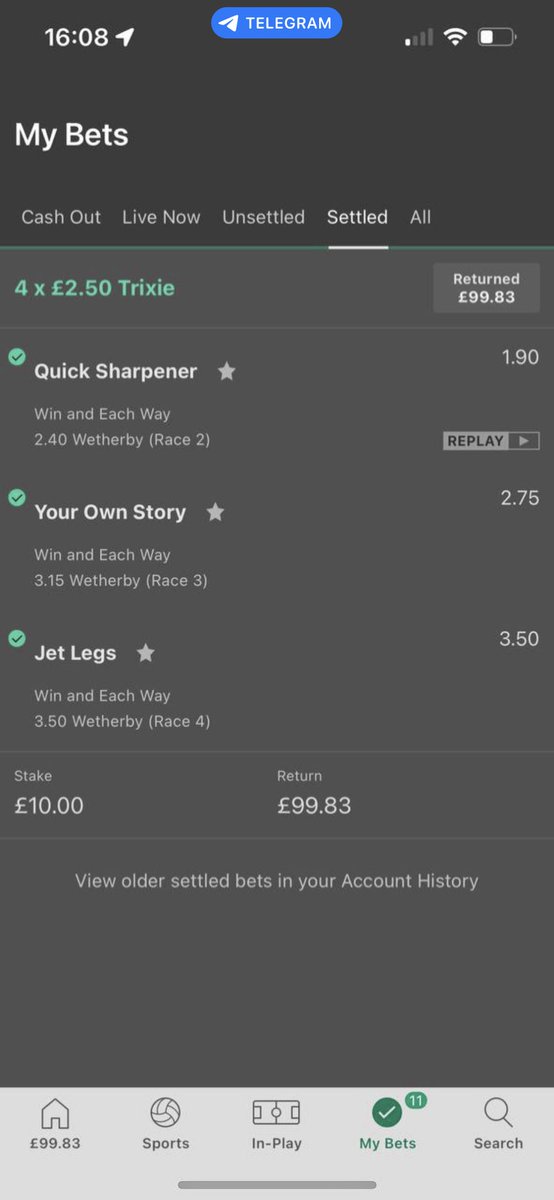 TimsCheltTips's tweet image. All new followers ❤️

Few winners so far before #Cheltenham 

Come + join us below in our Group Chat for more winning slips! ✅

Join Waiting List &amp;gt; bit.ly/CheltenhamWait…