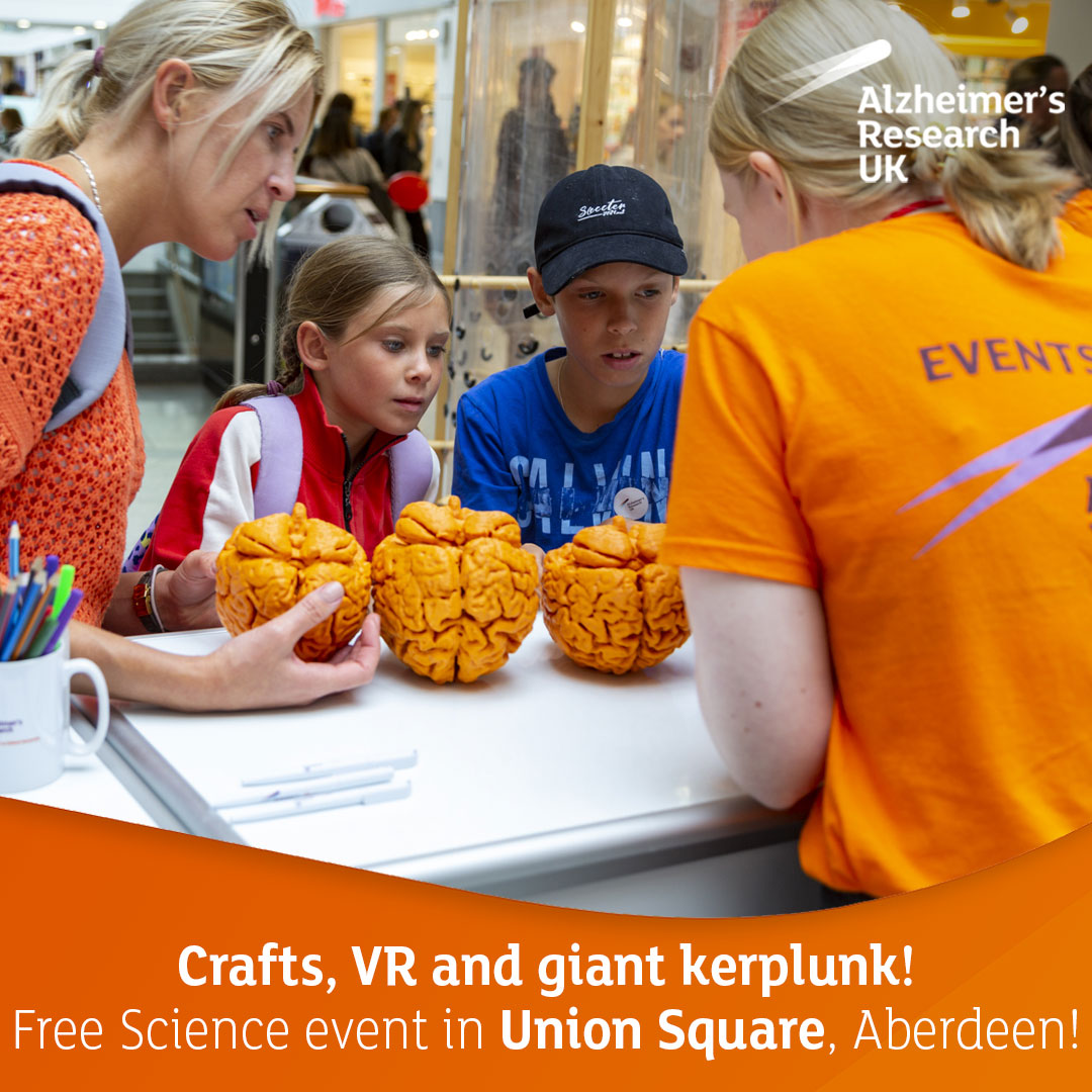 Your brain is the most complex thing in the universe. It’s what makes you... you. 🧠 

Come along to find out more about the brain and what makes it so fascinating 💫

📍 Union Square, Aberdeen, AB11 5RG
📅 10 - 12 March 2023

To find out more visit 👇🏽 
alzheimersresearchuk.org/research/publi…