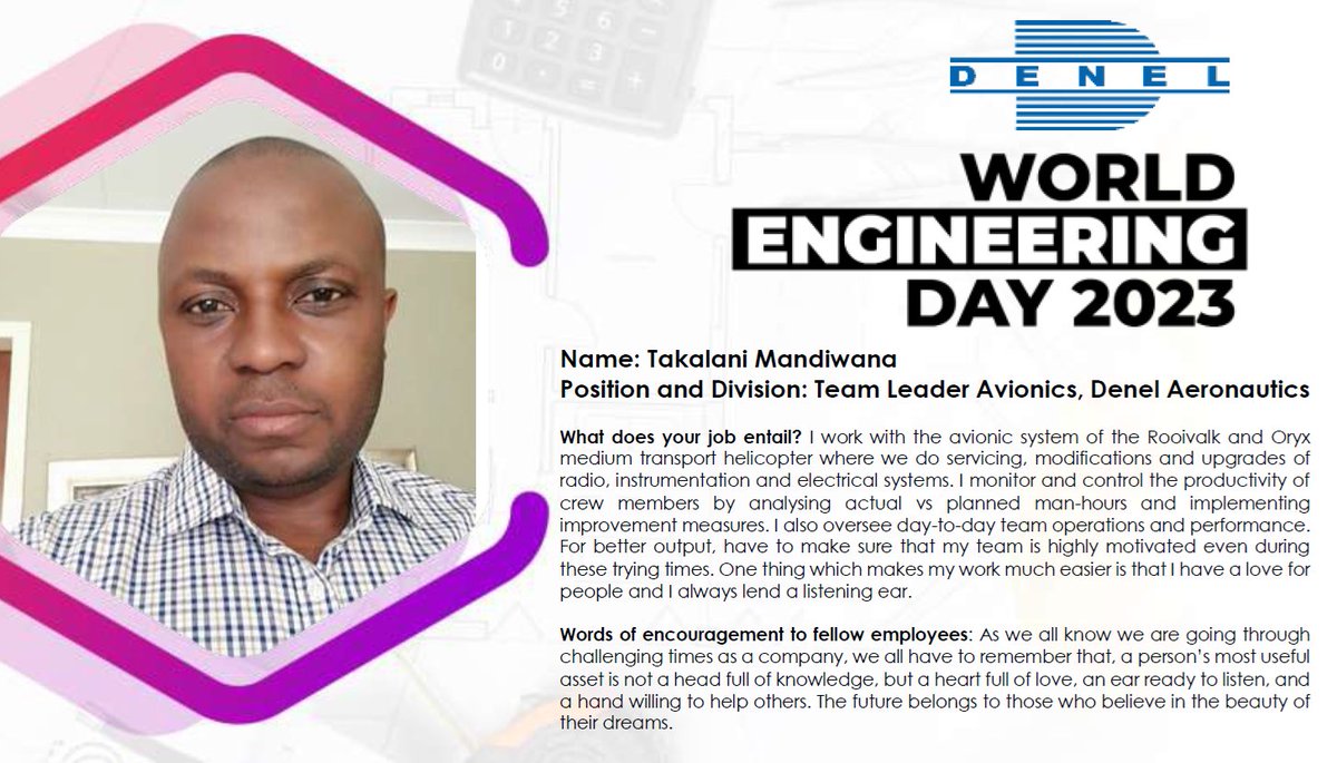 DenelSOC's tweet image. Denel celebrates World Engineering Day!

#worldengineeringday2023
#engineering