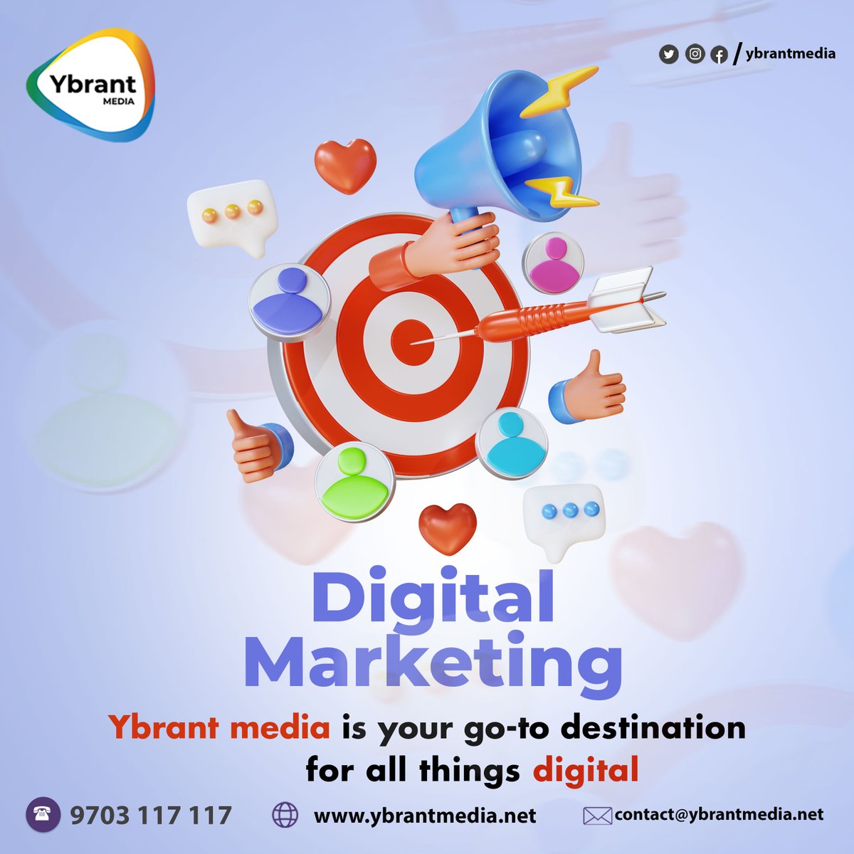 YbrantMedia's tweet photo. 🚀 Ready to take your digital game to the next level? Look no further! #Ybrantmedia has got you covered! 🔥
📈 Say goodbye to your digital struggles and hello to exponential growth with Ybrant media! 🌟

#DigitalMarketing #digitalmarketingservices #digitalmarketingagency https://t.co/RZAESEqJr4