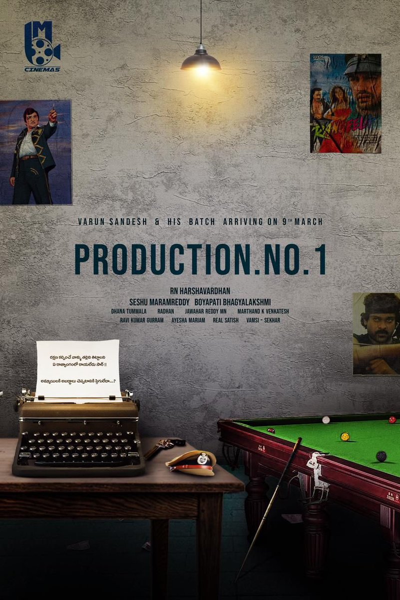 T2BLive's tweet photo. .@itsvarunsandesh is arriving with his batch on MARCH 9th 

PRODUCTION NO.1 from @BMCinemas_ 
A @rn_harshavardhan Directorial 

A @radhan_music musical 🎵
Editor @marthandkvenkatesh 

💰 #SeshuMaramreddy #BoyapatiBhagyalakshmi @tummala_dhana https://t.co/WEHBMK695H