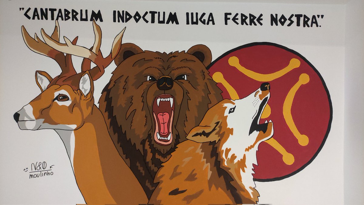 nandomoutinho's tweet image. 🆕 Nuevo mural 🖌️🪣🦌🐻🐺💢

Diseño personalizado para habitación con temática cántabra y la mítica frase del poeta Horacio "Cantabrum indoctum iuga ferre nostra" junto con el lábaro 💢

¿Qué os parece?
.
.
.
.
#Mural #Muralism #MuralArt #Wall #WallArt #Cantabria