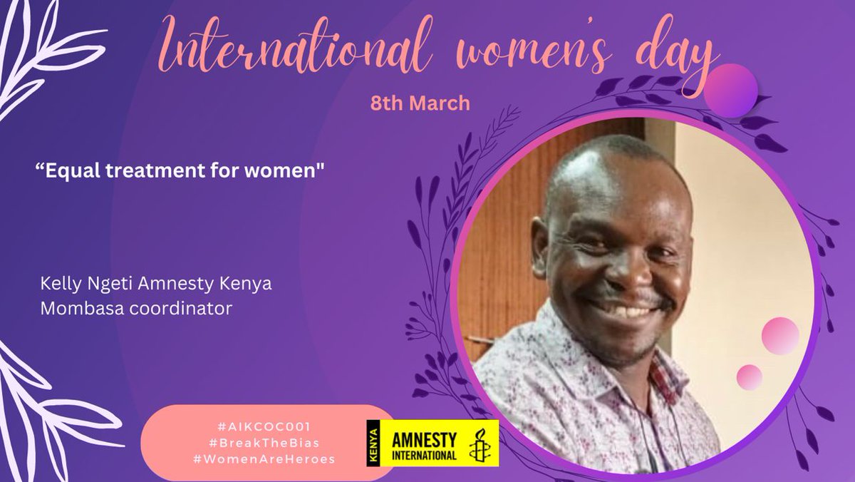 Equal treatment for women 
<a href="/sudi_a/">Sudi A. Boti</a>
@Shamir2Edwine
<a href="/T4S_KENYA/">TOGETHER 4 SOCIETY</a>
<a href="/Hafswa_Salim/">Hafswa</a>
<a href="/najma_mohamud13/">nujuum</a>
@magakmaureen
@lendavoiceafriq
@humanprotectjustice
@cesudke
<a href="/kellyngeti/">Kelly Ngeti</a>
@gloryflorentine
<a href="/Marthatru1/">Marthatru</a>
@KenyaYWCA
<a href="/nikoseti_youths/">Nikoseti_youths</a>
@okuluemelda
<a href="/Manyunyu_Corg/">Manyunyu Community Based Organization</a> 
@feisalokech