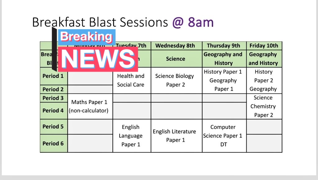 Science blast <a href="/8am/">8am</a> in the theatre 👍 #makeitcount. Let's see you early on the 8th March ready for Science &amp; English ROPexams <a href="/TeamMoreton10/">Moreton Year 10</a>