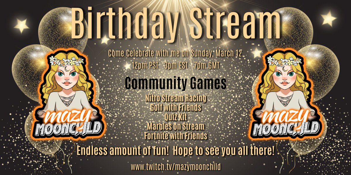 Hey everyone!  I am gonna be hosting a birthday stream full of community games on Sunday, March 12th.  Pop in, say hi, and come celebrate with me!  <a href="/StreamNationTTV/">Official StreamNation</a> #streamnation