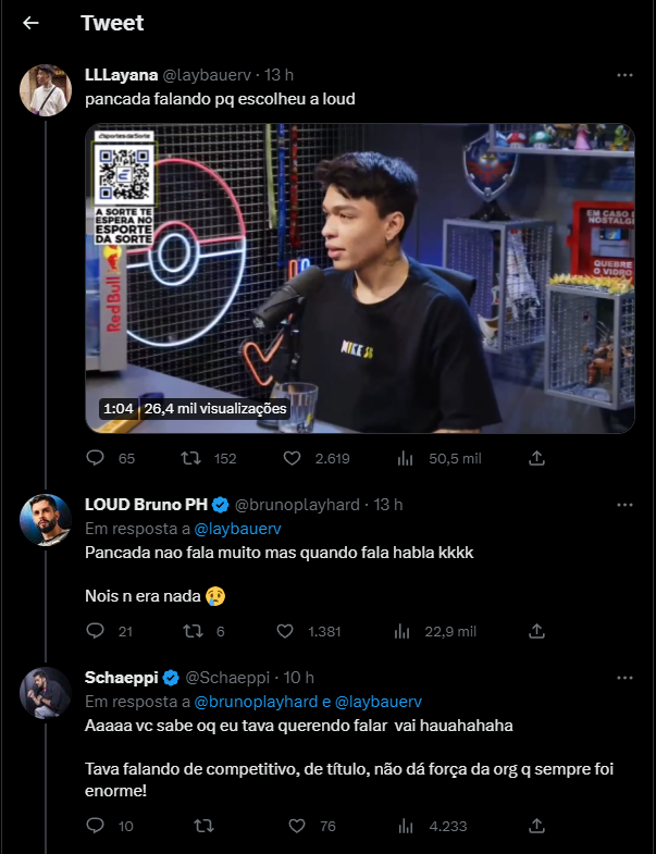 Ontem no MD3  recebi o Pancade e num momento do podcast onde ele falou q Org era a maior ná epoca q montaram o time, eu falei que na época "a <a href="/LOUDgg/">LOUD 🇧🇷</a>  ainda n era nada"
Obviamente falei do poder competitivo da Org, q na época ainda n era uma dinastia. Mas ja era uma das maiores+