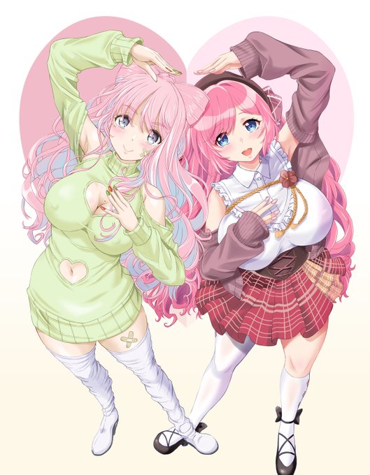 できた💖🍉🌸西瓜すいかさん(@suikauriko)のキャラ絵が設定されたのでファンアートと、西瓜さんが声あててる花園舞花ちゃん(@maika818_emoido)のファンアートです 