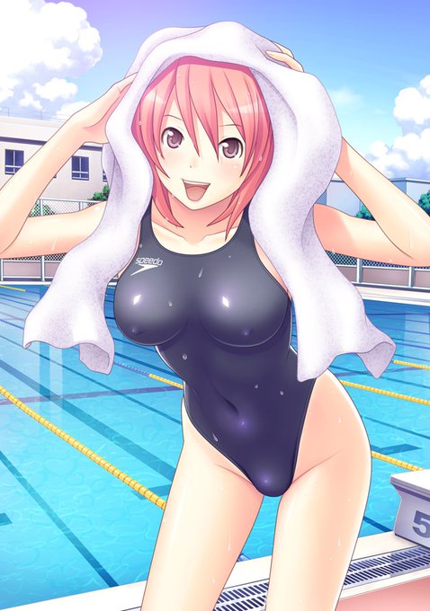 ゴシゴシ(-_\)

#競泳水着 #オリジナルイラスト 