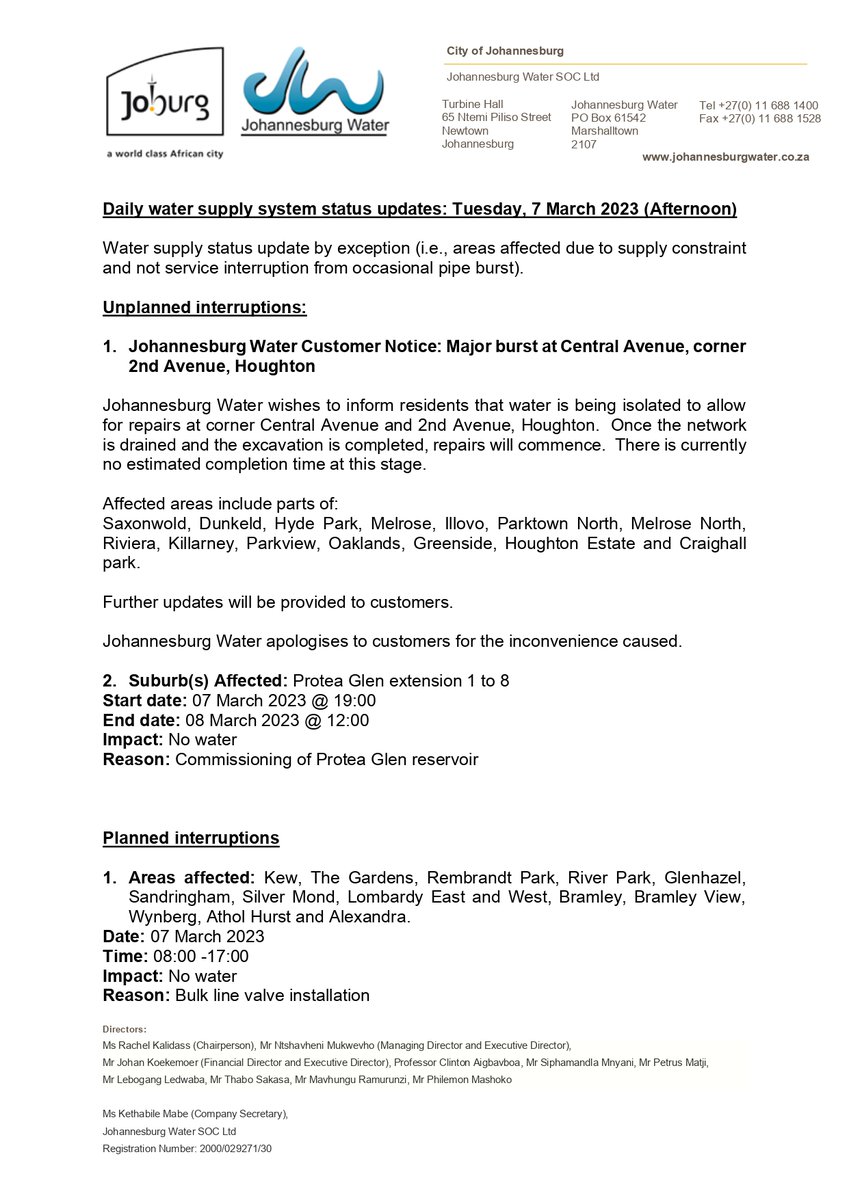 Johannesburg Water tweet media