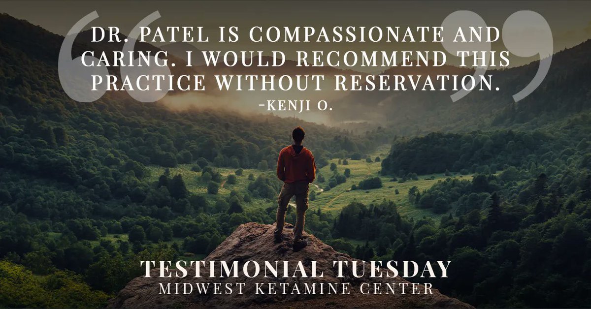 midwestketamine's tweet photo. #TestimonialTuesday: “Dr. Patel is compassionate and caring. I would recommend this practice without reservation.” -Kenji O.

We take pride in our compassionate staff, who are standing by and ready to answer any questions you may have.

📞 (224) 232-8910

#MidwestKetamine https://t.co/gKX36ZoMBQ