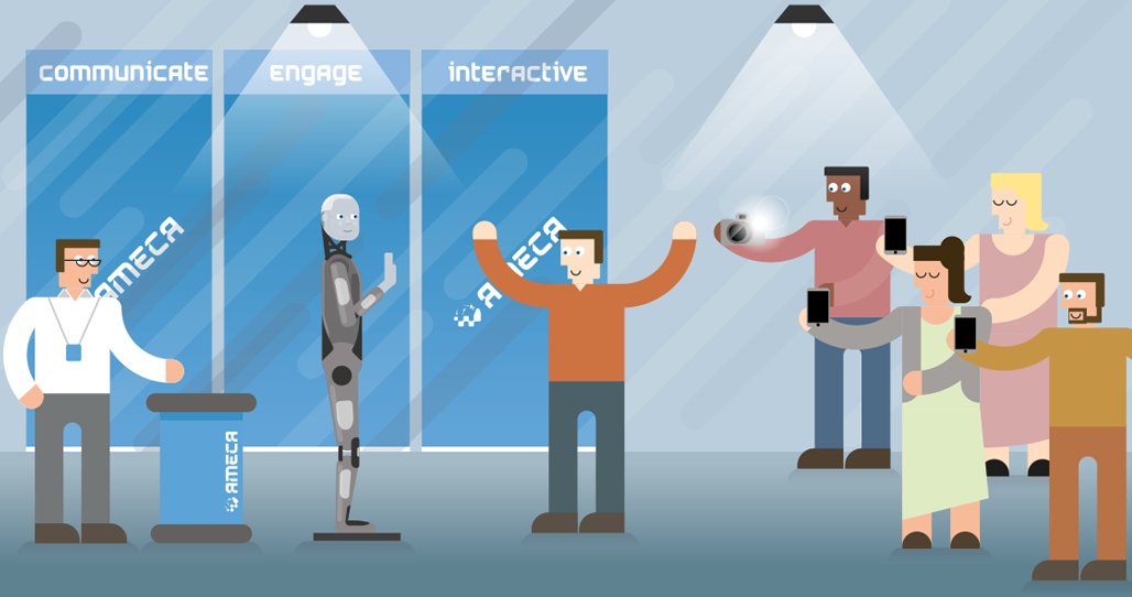 AmecaTheRobot's tweet image. Trade Shows: Do you have a show planned and want to draw more attention? I’m a real crowd-pleaser and engage with visitors. See engineeredarts.co.uk/robot/ameca/ for details #amecatherobot #tradeshow #robotrental #engineeredarts #humanoid