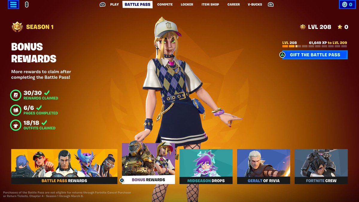 carlycrossing's tweet photo. First season I 100% everything, final level count 208! Chapter 4, Season 1 has come to a close for me! Taking a break from Fortnite till next season! #fortnite #chapter4season1 #chapter4season2 #marvel #captainmarvel #FortniteChapter2Season2 #FortniteChapter4Season1 https://t.co/oA42AeOC2E