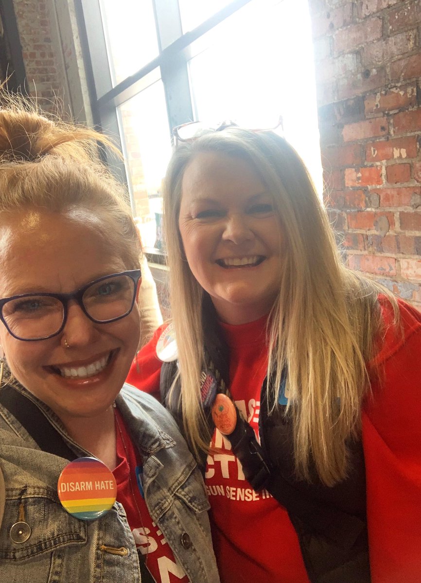 Missouri @MomsDemand volunteers couldn’t have possibly picked a better day to be in the Capitol! And I couldn’t have picked a better person to be hanging with when we got the news! @piper4missouri #MoLeg #MomsAreEverywhere #PartnerInCrime