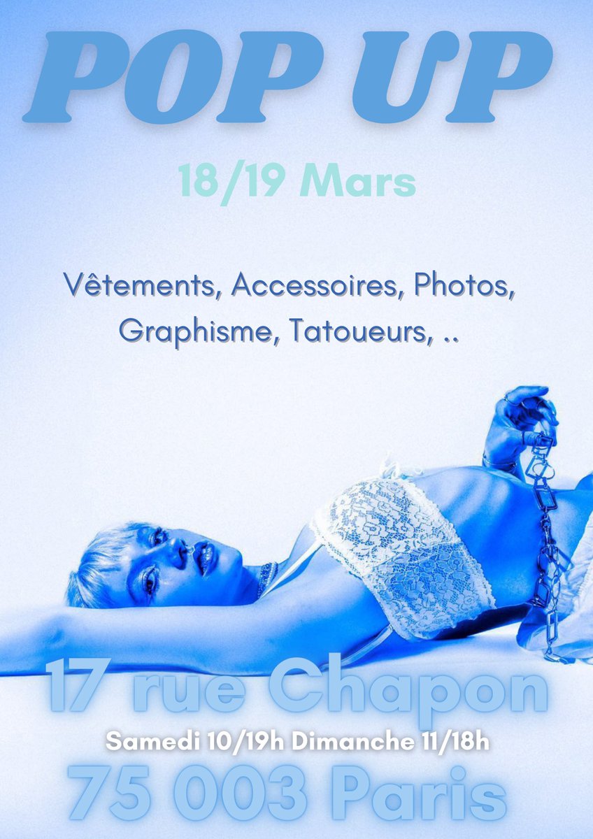 LPrezeau's tweet photo. Je suis heureux de vous annoncer ma participation au Pop-Up CRÉ’ART !! 🤗 

J’y exposerai une série de portraits en N&amp;B. Il y aura également des stylistes, graphistes, d’autres photographes, tatoueurs,… 

🗓️ 18/19 Mars 2023 
📍17 Rue Chapon, 75003 Paris https://t.co/EqNtnCadAj