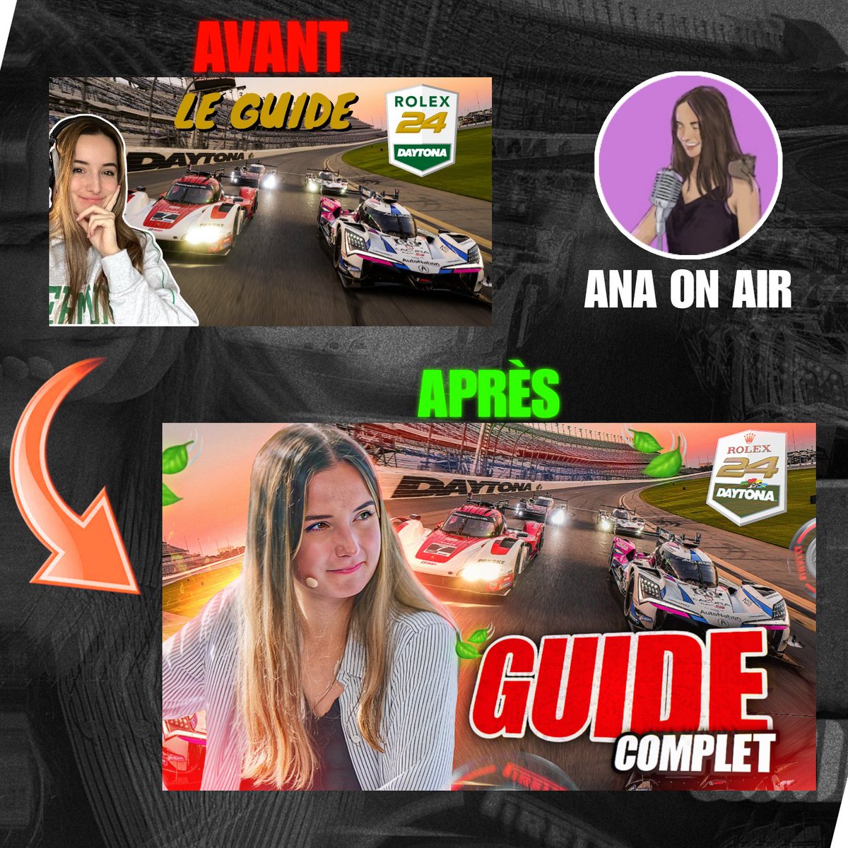 lez4rD's tweet image. Petit remake de la miniature de @AnastasiaLps pour sa vidéo sur les 24h de Daytona ! 

🔄 &amp;amp; ❤️