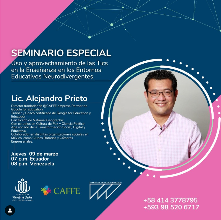 38GradosLab's tweet photo. Les invitamos a participar del Seminario: “Uso y aprovechamiento de las Tics en la enseñanza en los entornos neurodivergentes”. 
Evento 100% online
jueves, 09 de marzo de 2023
Enlace de registro:https://t.co/diDGkXLkid https://t.co/zPIrz9bePc