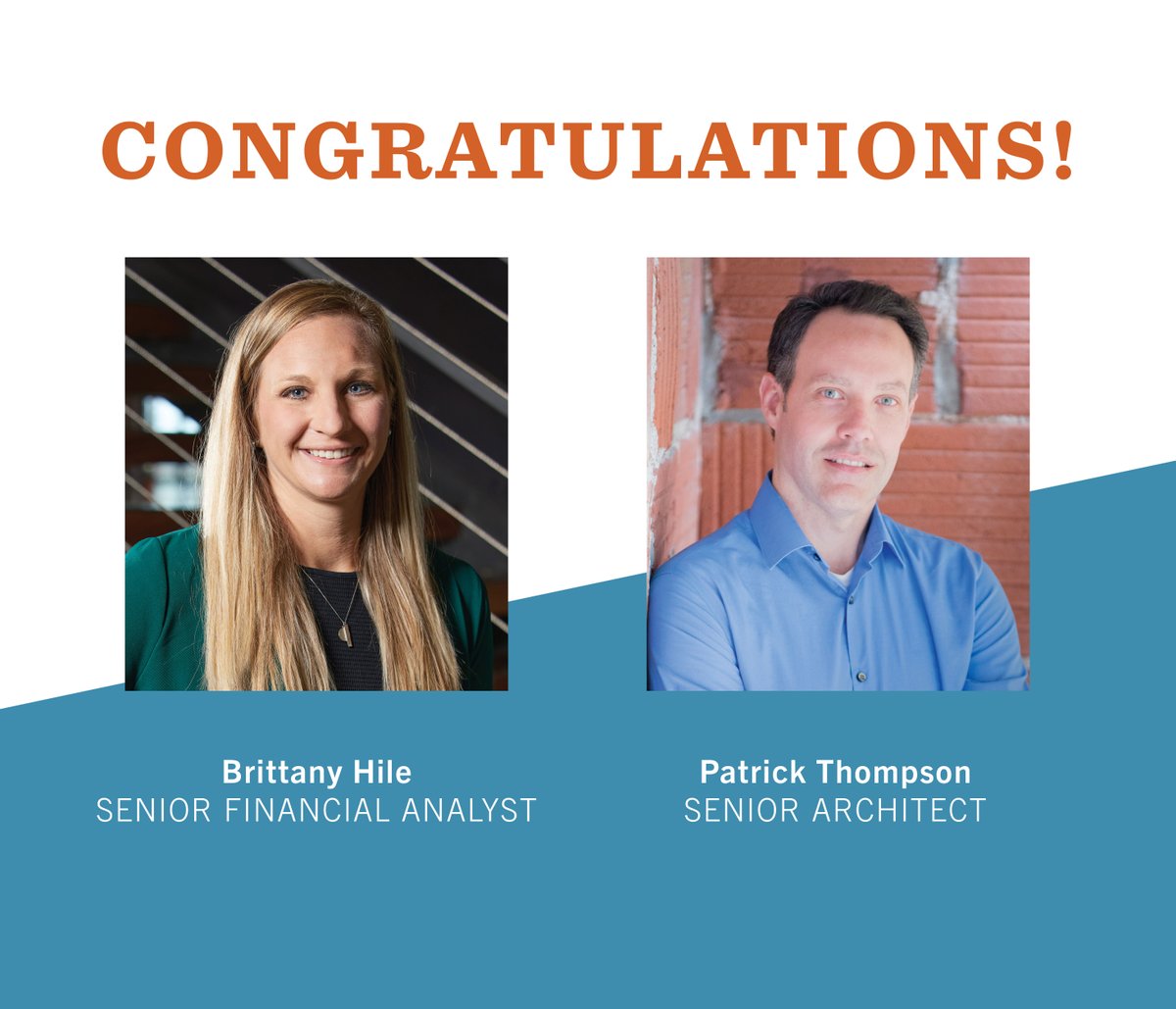 HollisandMiller's tweet photo. We're thrilled to announce the promotions of Brittany and Patrick, two of our integral HMA team members! Congratulations and thank you for all you do for our team. #HMAProud https://t.co/UqoIYbV8o5