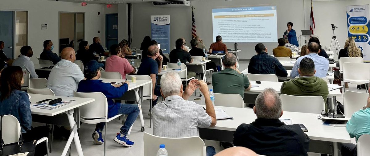 ¡Lleno total! Sobre 60 empresarios se adiestraron hoy en el taller Cybersecurity requirement for federal contrators por Kelley Kierman del Department of the Navy del CISO. Este evento fue organizado por el Federal Contracting Center del DDEC.
#DesarrolloParaTodos #PRopósito