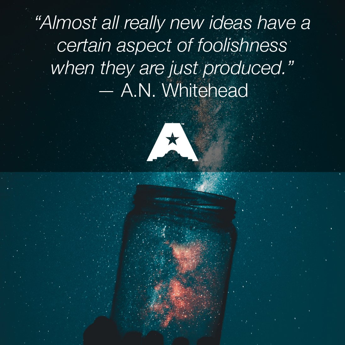 AlamoGroupTX's tweet photo. "Almost all really new ideas have a certain aspect of foolishness when they are just produced."— A.N. Whitehead
#MotivationalQuote #Inspiration #Innovation https://t.co/85ljyXk96I