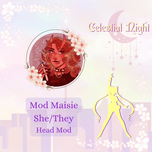 CelestialSMZine's tweet image. ✨Hello Sailor Scouts! It’s time to meet our Moderator Crew! First up is our Head/Art Mod @Kayspnart !✨

#celestialnightzine #zinemods #moderatorspotlight #sailormoonzine