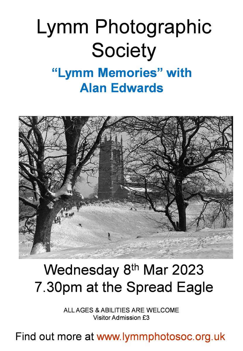 Our speaker this week is LPS member and local photographer Alan Edwards who will be showing us a selection of his photographs of Lymm from the 60's and 70's (and if time some of his nature photography).
Tomorrow 9th 7:30  upstairs <a href="/SpreadEagleLymm/">Spread Eagle</a>.
(visitors - £3} #photography