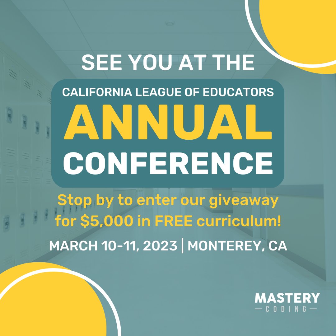 DocKatniss's tweet photo. Join us at CLE Conference this Friday and come see us in the exhibitors' hall for a chance to win $5,000 in FREE curriculum! We can't wait to meet you. #cleconference #CLE https://t.co/334uMo4Qj3
via @masterycoding