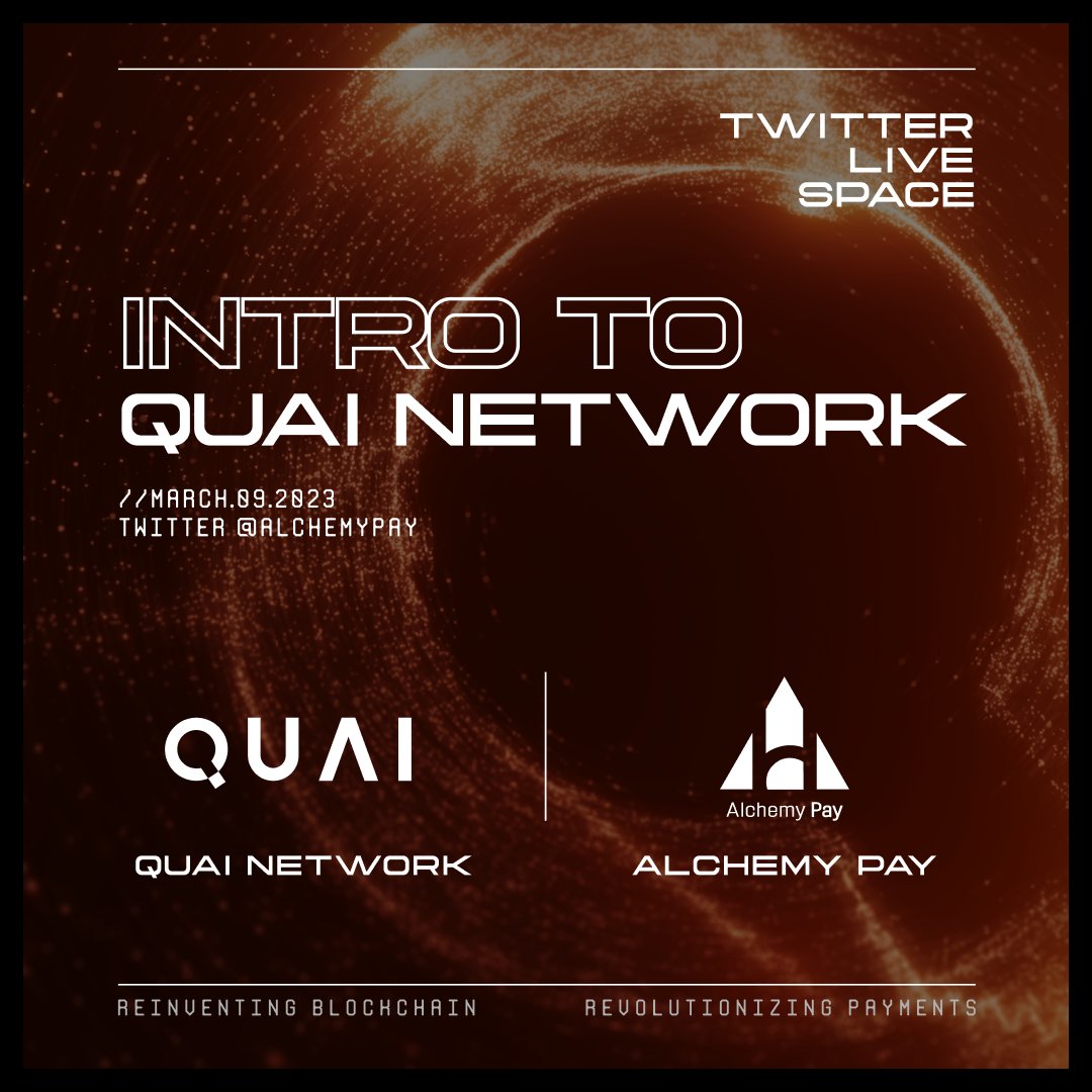 Quai Network ⚡️💵 (@quainetwork) on Twitter photo Set your reminders for this Thursday's Twitter Space with <a href="/AlchemyPay/">Alchemy Pay|$ACH: Fiat-Crypto Payment Gateway</a> discussing Quai Network's "Scalability Without Compromise" 👇🌐
x.com/AlchemyPay/sta… Set your reminders for this Thursday's Twitter Space with <a href="/AlchemyPay/">Alchemy Pay|$ACH: Fiat-Crypto Payment Gateway</a> discussing Quai Network's "Scalability Without Compromise" 👇🌐
x.com/AlchemyPay/sta…