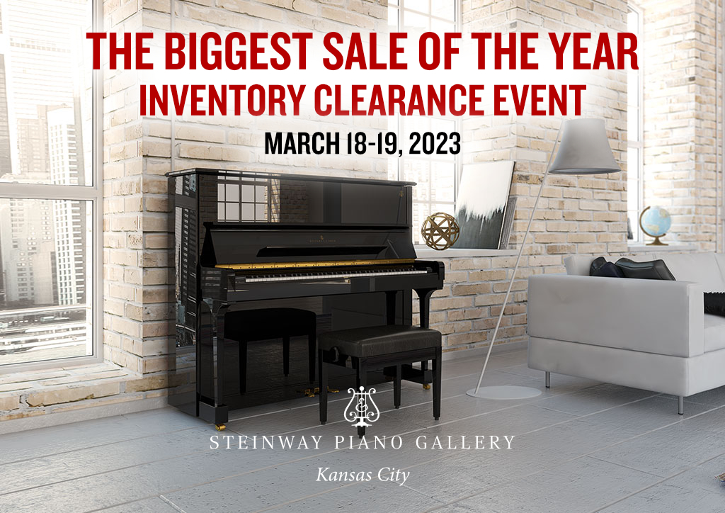Our biggest sale of the year: Inventory Clearance Event! Saturday March 18th 10am - 6pm & Sunday March 19th Noon - 5pm Access is by appointment only, so be sure to secure your spot today! steinwaykc.com/sale #SteinwaySons #Sale #Clearance #ClearanceEvent #InventoryClearance