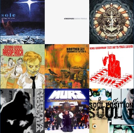 I know nostalgia is a bitch and 19 year old me didn't have a care but god damn 2003 was a motherfucking problem..  and these are only a few. @mcsole @atmosphere @sagefrancis @aesoprock @brotherali @MFDOOM @printmatic