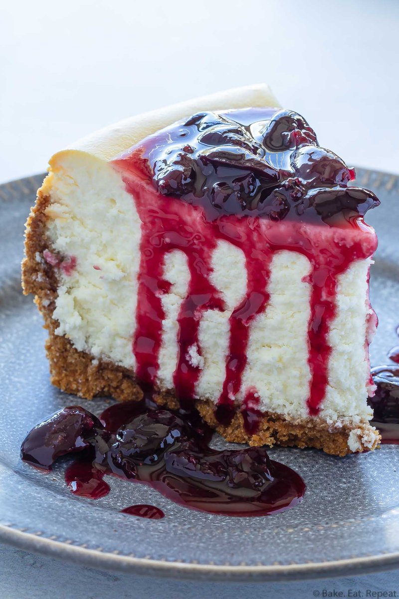 This homemade cherry cheesecake is easy to make, and is so delicious! Creamy cheesecake topped with cherry sauce is the perfect dessert! Get the recipe: bake-eat-repeat.com/cherry-cheesec…