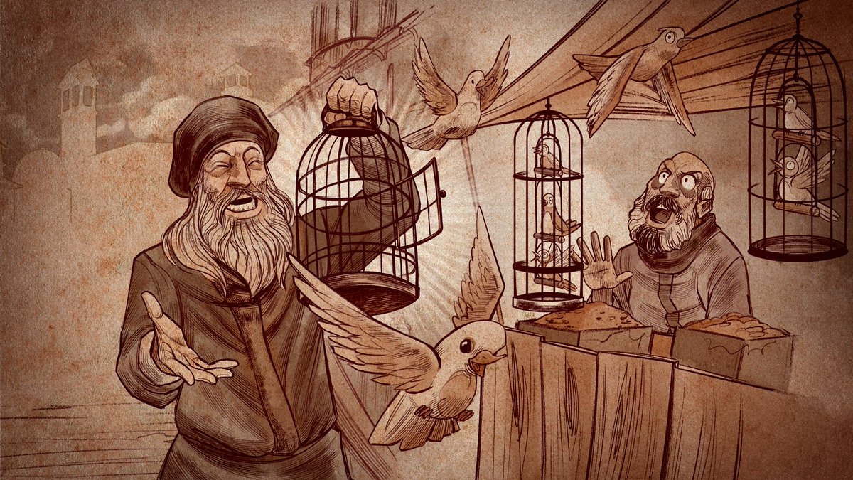 Mais um pacotão de ilustras pro <a href="/FeCastanhari/">Felipe Castanhari</a> no vídeo sobre Leonardo da Vinci.

Tentei emular um pouquinho só o estilo dos esboços do Da Vinci com bastante hachura.

As cores são da <a href="/debcarolinyan/">Deb 🪐</a> que mandou bem demais!

[SEGUE A THREAD]