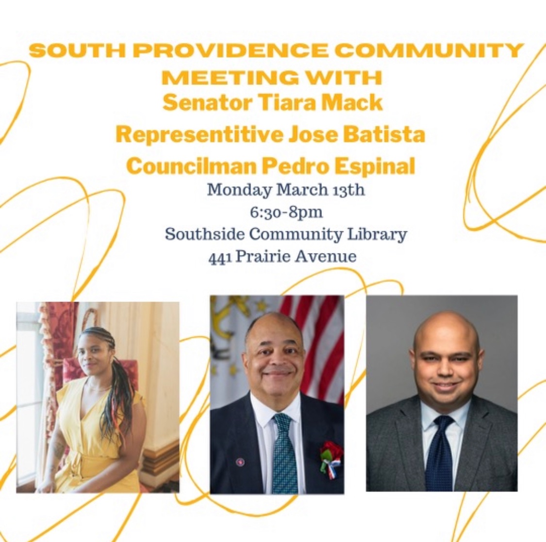 I’m excited to co-host a community meeting with my colleagues @MackDistrict6 and @pedrojespinal at the South Providence library next Monday night between 630pm-800pm