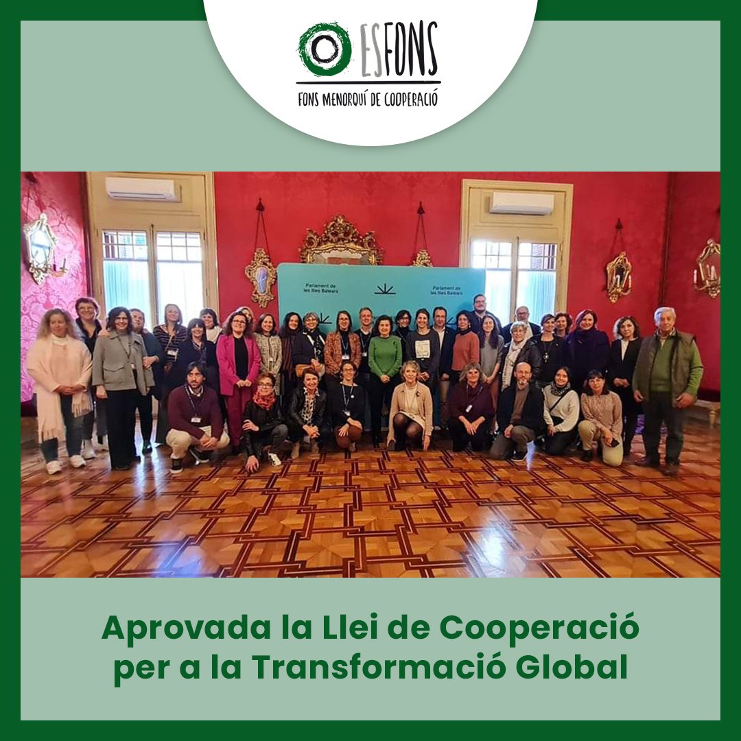 Confederación Fondos de Cooperación y Solidaridad (@confocos) on Twitter photo 📡Aprobada la nueva Ley de Cooperación para la Transformación Social de las Islas Baleares <a href="/goib/">Govern de les Illes Balears</a> <a href="/goib_cooperacio/">Cooperació Illes Balears</a>
Una ley participada, que pone en el centro a las personas y que promueve la cooperación técnica #CooperaLocal
Enhorabuena💪<a href="/fonsmenorqui/">Fons Menorquí</a> @fonspitius <a href="/FonsMallorqui/">Fons Mallorquí</a> 📡Aprobada la nueva Ley de Cooperación para la Transformación Social de las Islas Baleares <a href="/goib/">Govern de les Illes Balears</a> <a href="/goib_cooperacio/">Cooperació Illes Balears</a>
Una ley participada, que pone en el centro a las personas y que promueve la cooperación técnica #CooperaLocal
Enhorabuena💪<a href="/fonsmenorqui/">Fons Menorquí</a> @fonspitius <a href="/FonsMallorqui/">Fons Mallorquí</a>