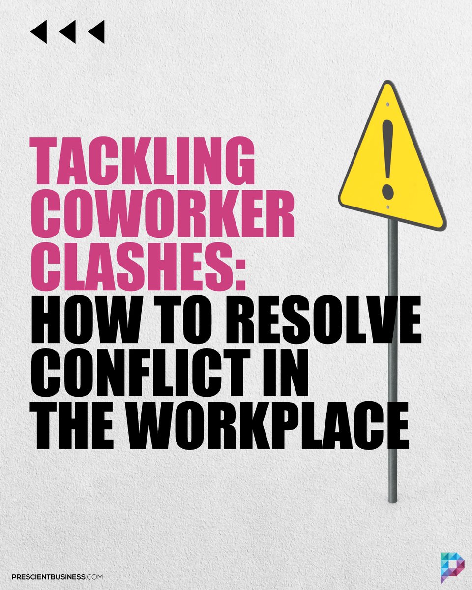 HelloPrescient's tweet photo. Don't let disagreements between coworkers bring down your workplace. Follow these tips to resolve conflict and keep everyone on the same page. (Thread 1/2)
#PrescienBusiness #ConflictResolution #Teamwork #HumanResources #WorkEthics https://t.co/Olz0RjPXh2