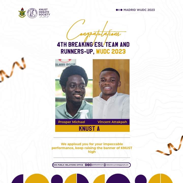 AfricaFactsZone's tweet photo. Kwame Nkrumah University of Science and Technology in Kumasi, Ghana is the first African university to reach the final of the World Universities Debate Competition.

They finished second in Madrid, Spain in January.

They qualified for the semi finals last year. https://t.co/TXTTYoNgBx