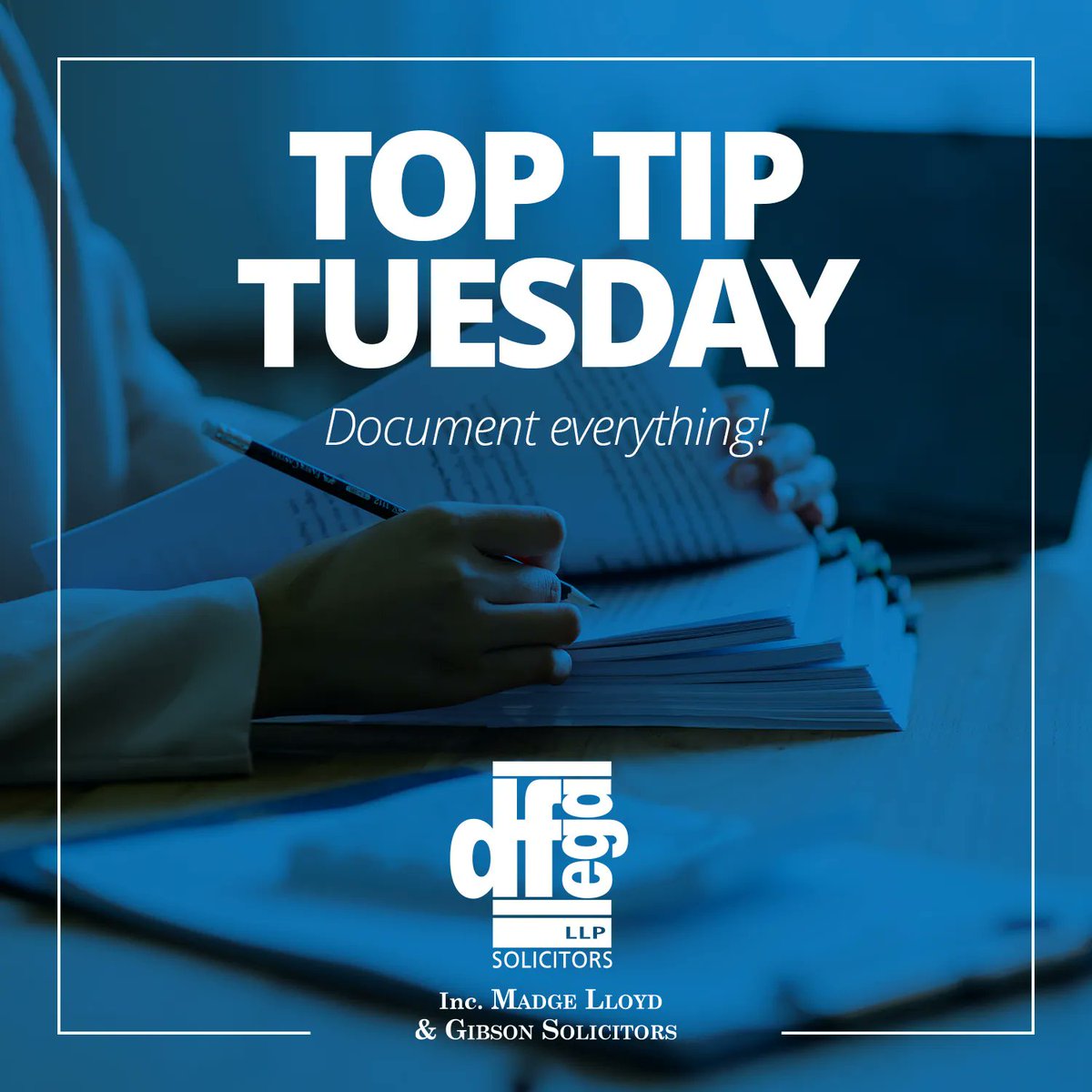 #TopTipTuesday: Document everything! Keep records of meetings, incidents and actions related to employment issues. This will help you defend legal claims against your company. Don't wait until it's too late! #RecordKeeping #DFLegalLLP

buff.ly/2A10Upj 🖥
0800 161 5788 📞